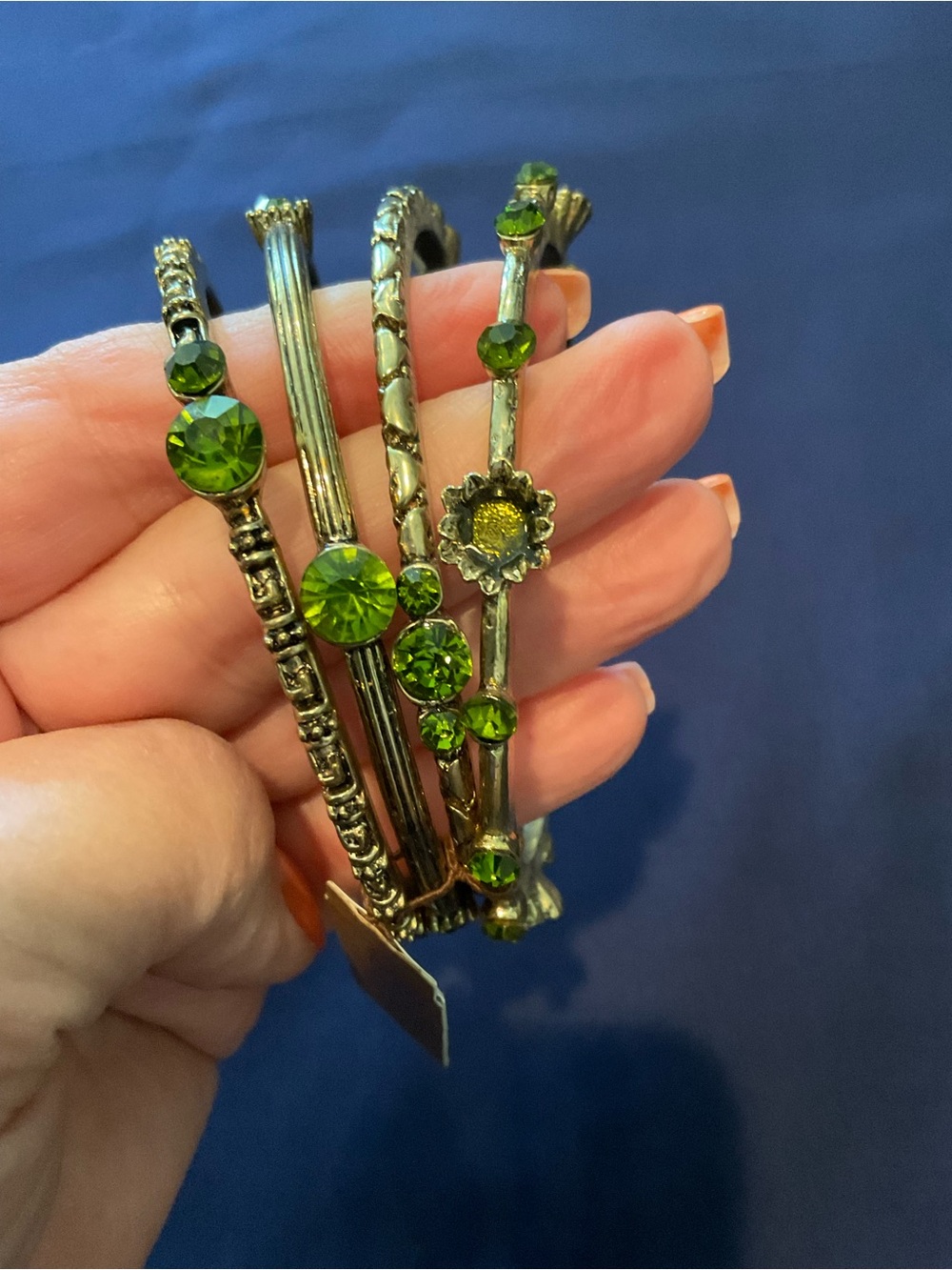 Four Green Crystal Multi-Row Women's Bracelet Set